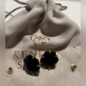 Kendra Scott Gold Morgan Stud Earrings in Black Agate